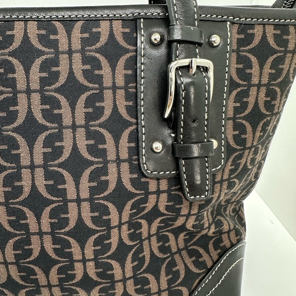 Fossil Dark Brown and Light Brown Logo Print Satchel Bag - Picture 3 of 5